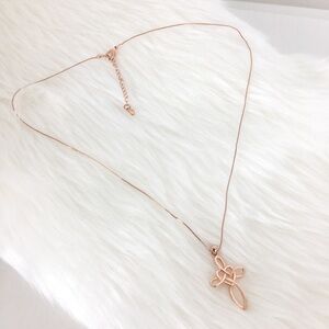Women’s Copper Celtic Knot Cross Pendant and Box Chain Necklace Shiny Religious